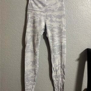 White camo double lined leggings